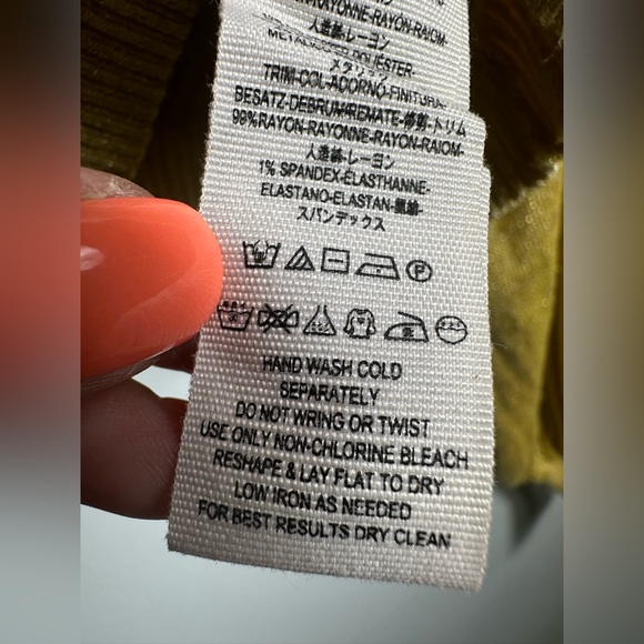 Free People Let it Shine Mustard  Metallic Glitter Ballon Sleeve Light Sweater M - Picture 11 of 16